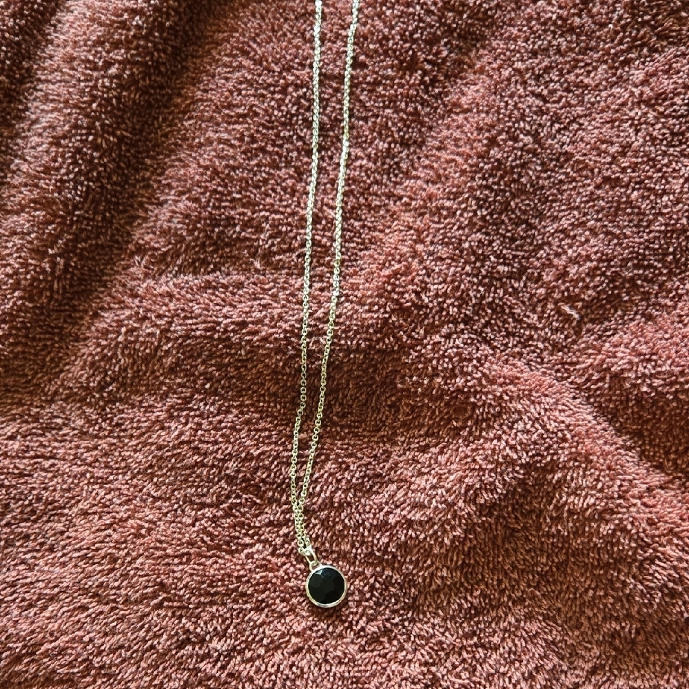 Elegant Silver Necklace with Black Pendant